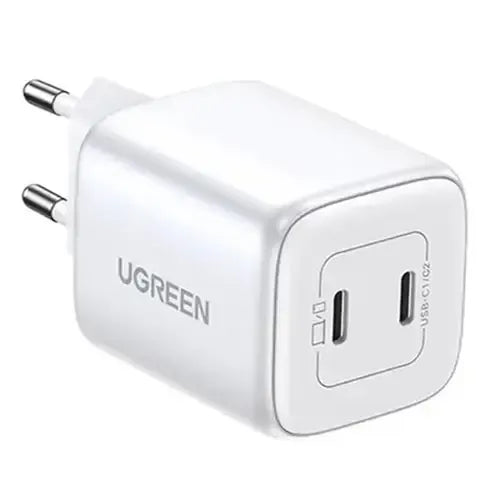 UGREEN Nexode 45W EU wall charger in white with dual USB-C ports and compact fast charging design
