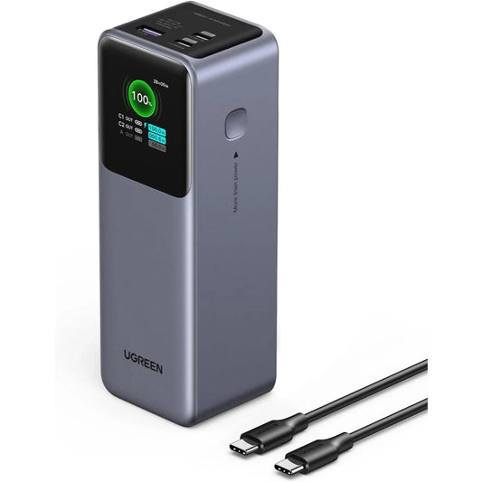 UGREEN PB722 25000mAh 200W PD 3-port power bank with smart digital display and USB-C cable