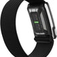 WHOOP Life MG fitness wearable back view showing health sensor, black woven band and silver side clasp