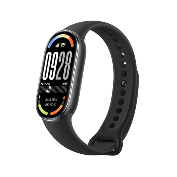  Xiaomi Mi Smart Band 10 in black sleek fitness tracker with heart rate and activity tracking.
