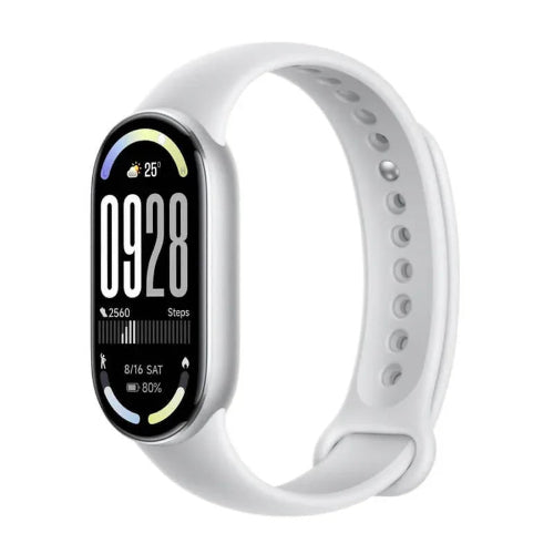  Xiaomi Mi Smart Band 10 white ,advanced health tracker with step counter and clear screen display.