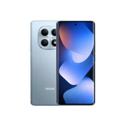 Xiaomi Redmi Note 15 8GB 256GB Glacier Blue color smartphone showing sleek back design and full-screen AMOLED display front view