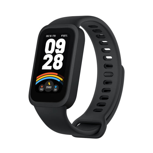 Black Xiaomi Smart Band 9 Active featuring health monitoring, sports modes and long battery life