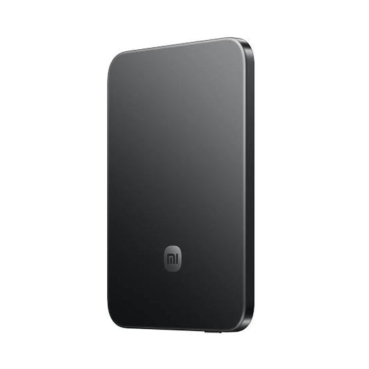 Xiaomi Ultra Thin Magnetic Power Bank 5000 15W in Graphite Black with slim magnetic design and Mi logo front view