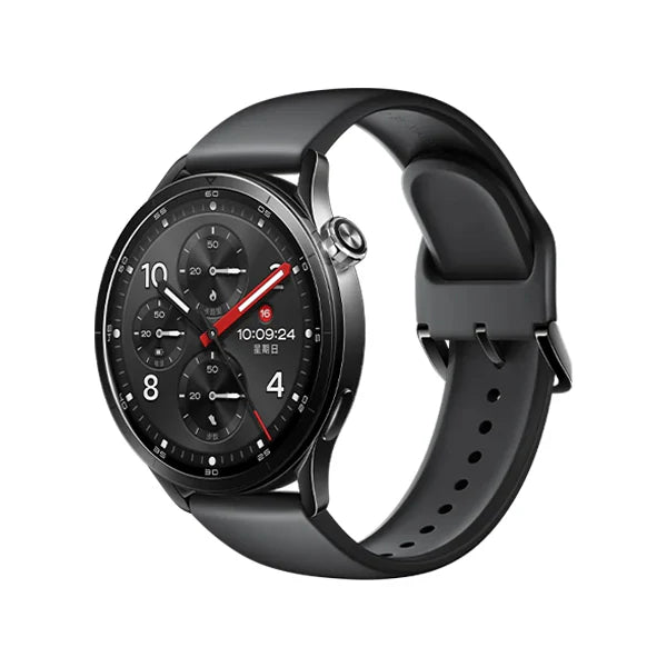 Xiaomi Watch S5 angled view highlighting stainless steel frame and premium smartwatch design.